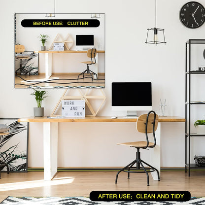 Pangda 30 FT Floor Cable Cover Heavy Duty Cord Cover Protector Power Cable Protector Soft Extension, Organize and Protect Wire on Floor for Home Office or Outdoor Settings (Black, Yellow)