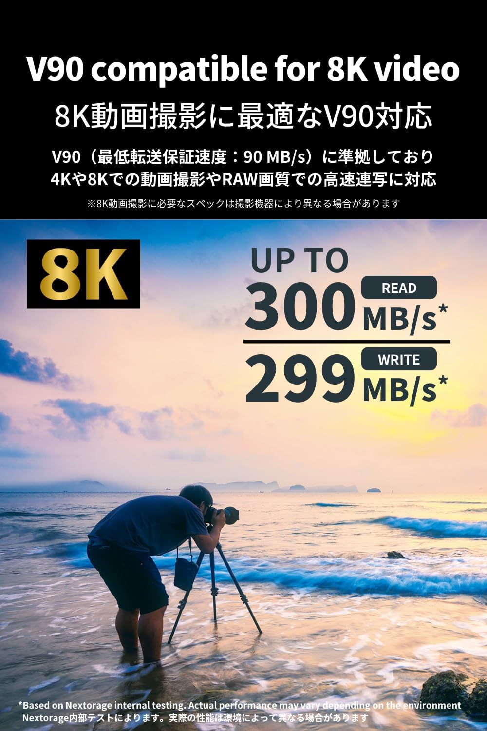 Nextorage 256GB SDXC UHS-II V90 SD Card Japanese Brand pSLC Max. Write Speed 299MB/s Max. Read Speed 300MB/s 4K Recording F2PRO Series NX-F2PRO256G SDXC Card for Digital Camera