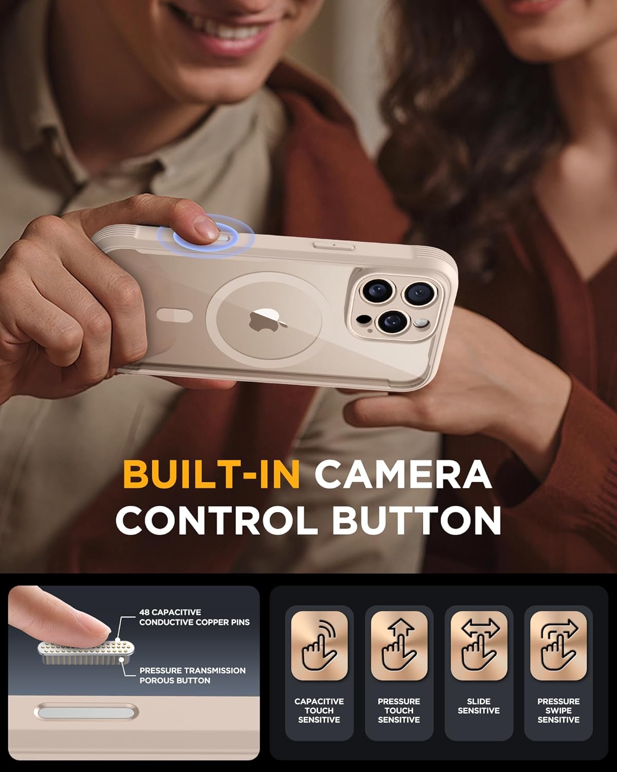 Miracase Magnetic for iPhone 16 Pro Case Full-Body Phone with Built-in Glass Screen Protector, [Compatible with MagSafe] Military Drop Proof 16 Pro Cover Bumper 6.3 inch, Desert