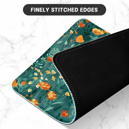 ITNRSIIET Mouse Pad with Stitched Edge Premium Textured Smooth Precise Operation Waterproof Washable Non-Slip Rubber Base Desktop Protection Mat, 10.2×8.3×0.12 inches, Beautiful Flowers