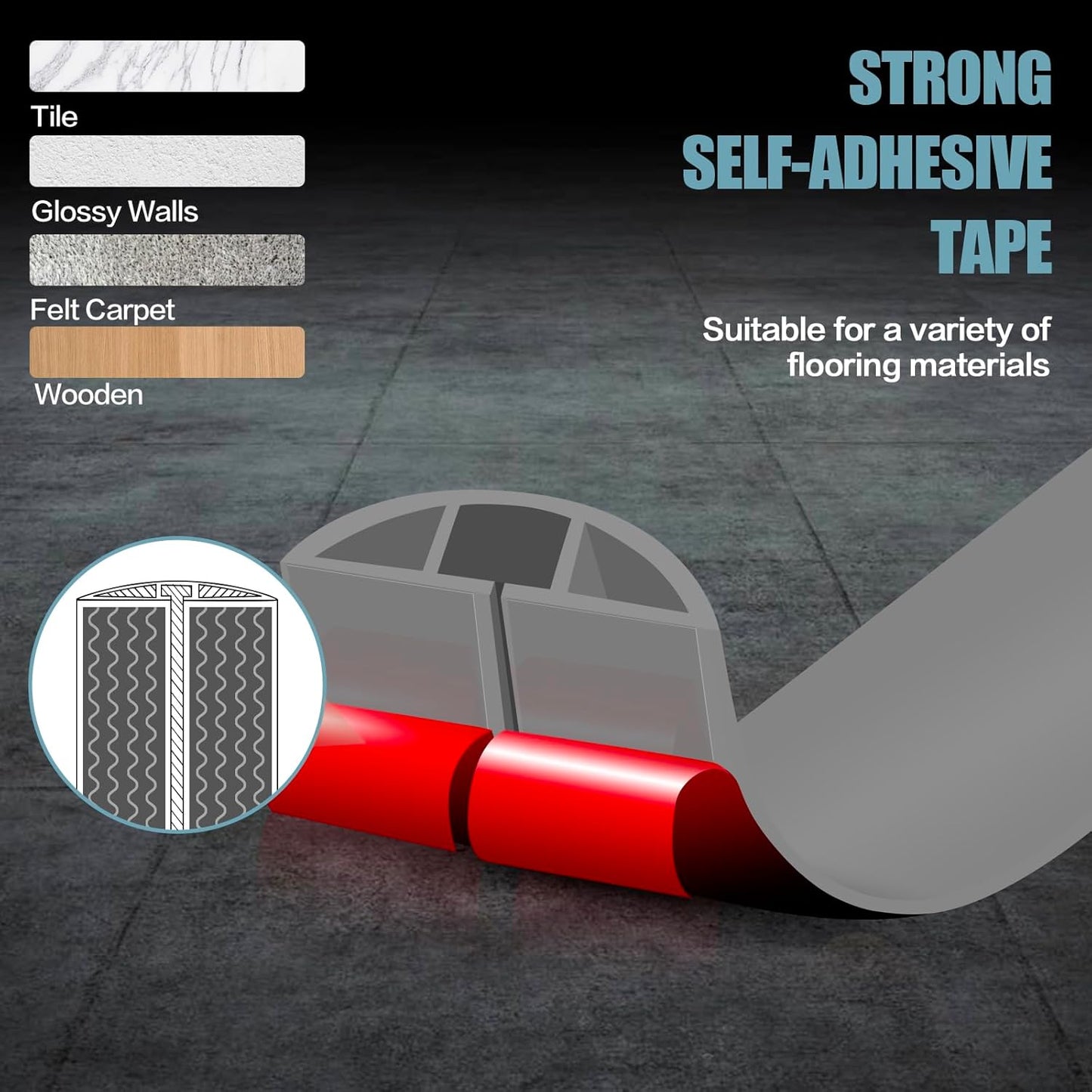 Floor Cord Cover Self Adhesive Cord Hider,3.3FT Cable Management, Extension Strip Protector for Wires, Prevent Cable Trips for Offices, Gyms, Exhibitions Cavity:0.39"(W) x 0.27"(H) Gray