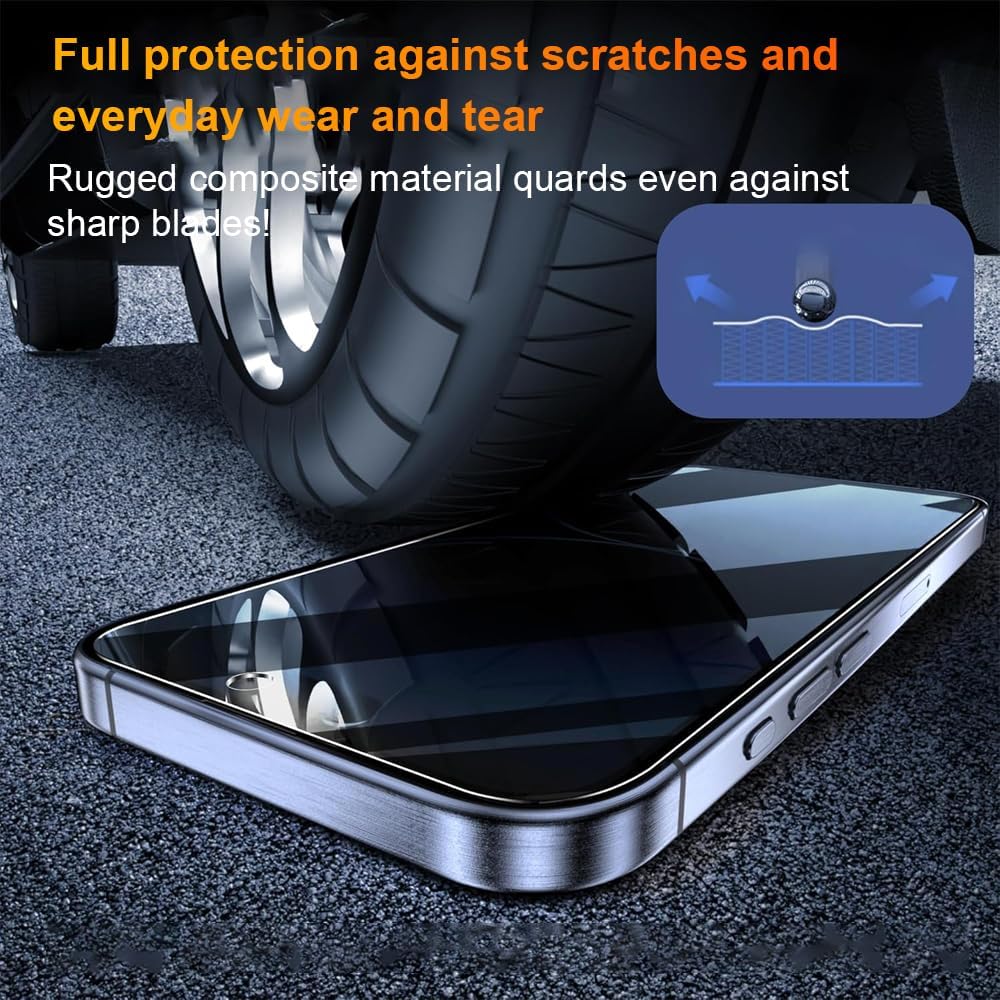 OneFish Privacy Screen Protector for IPhone 16 Pro Anti-Spy Tempered Glass Dust-Free Bubble-Free Anti-Fingerprint 9H Scratch Protection & Hassle-Free Installation Frame [2-Pack]