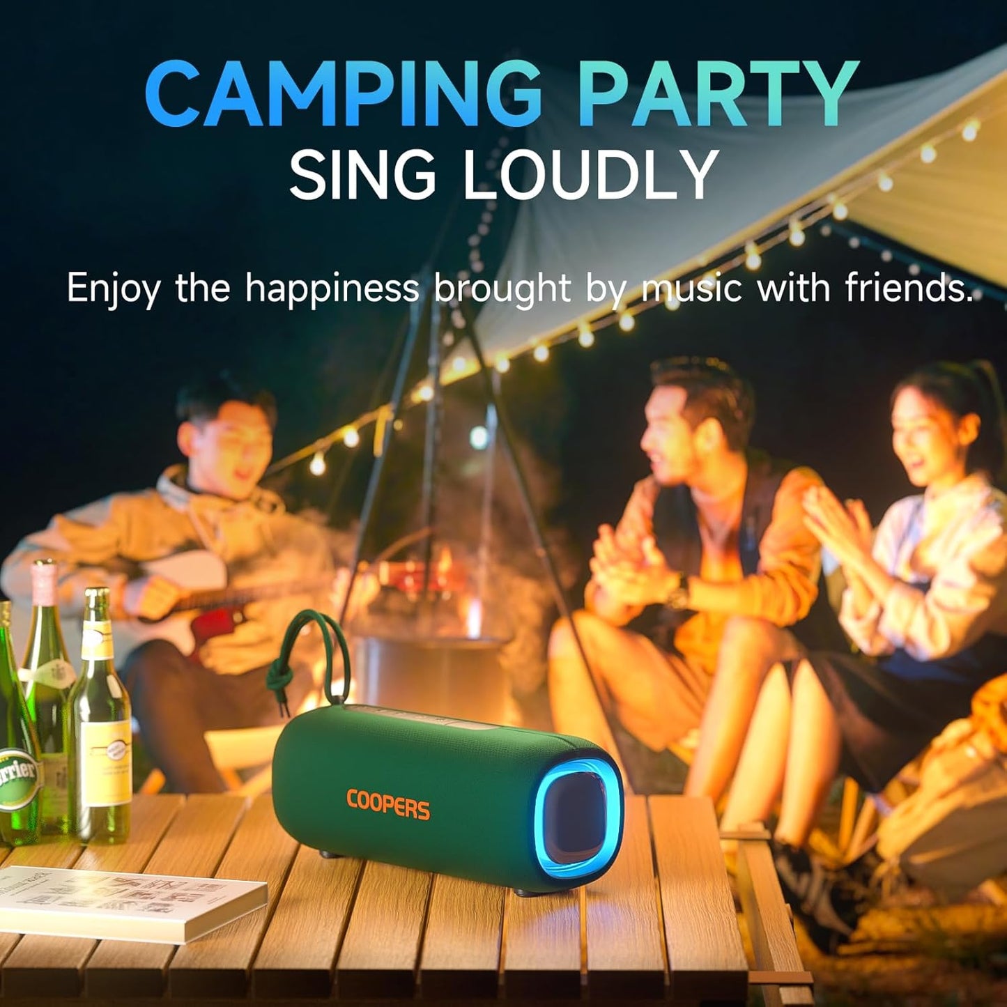 Portable Bluetooth Speaker, Wireless Bluetooth Speaker with Clear Loud Stereo Sound, IPX5 Waterproof Speakers with RGB Lights, BT5.3, Long Playtime, TWS Pairing for Home Outdoor Party Beach Travel