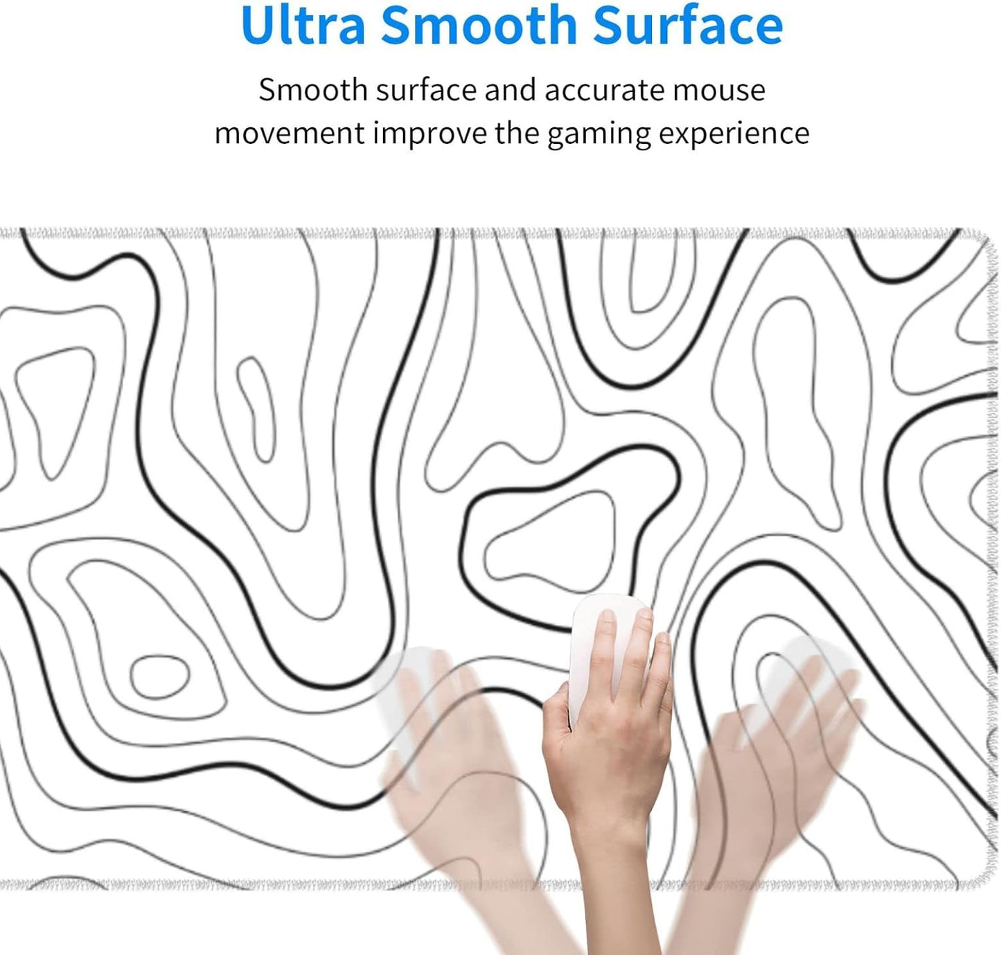 White Mouse Pad Large XL Gaming Mouse Pad for Desk Topographic Mouse Pad Desk Pad Gaming Mouse Pad White Desk Mat Extended Black and White White Topo Mousepad White Topographic Mouse Pad Full Size