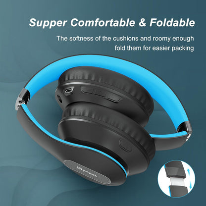Wireless Bluetooth Headphones Over Ear, 65H Playtime HiFi Stereo Headset with Microphone and 6EQ Modes Foldable V5.3 Bluetooth Wireless Headphones for Travel Computer Laptop