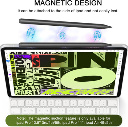 Pen for iPad 2018-2025, HATOKU 15 Mins Fast Charging Pencil 1st Gen with Tilt & Palm Rejection Compatible with iPad Air 3/4/5/M2/M3, iPad mini 5/6, iPad 6/7/8/9/10/11, iPad Pro 11"/12.9"/M4 (Black)