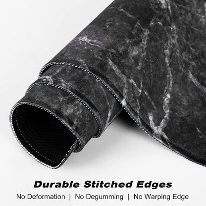 Extended Gaming Mouse Pad, XXL Large Mouse Mat 30 x 14 Inch, Big Computer Keyboard Mousepad, Waterproof Desk Pad with Stitched Edges and Non-Slip Base for Office Gaming, Black Cracked Marble