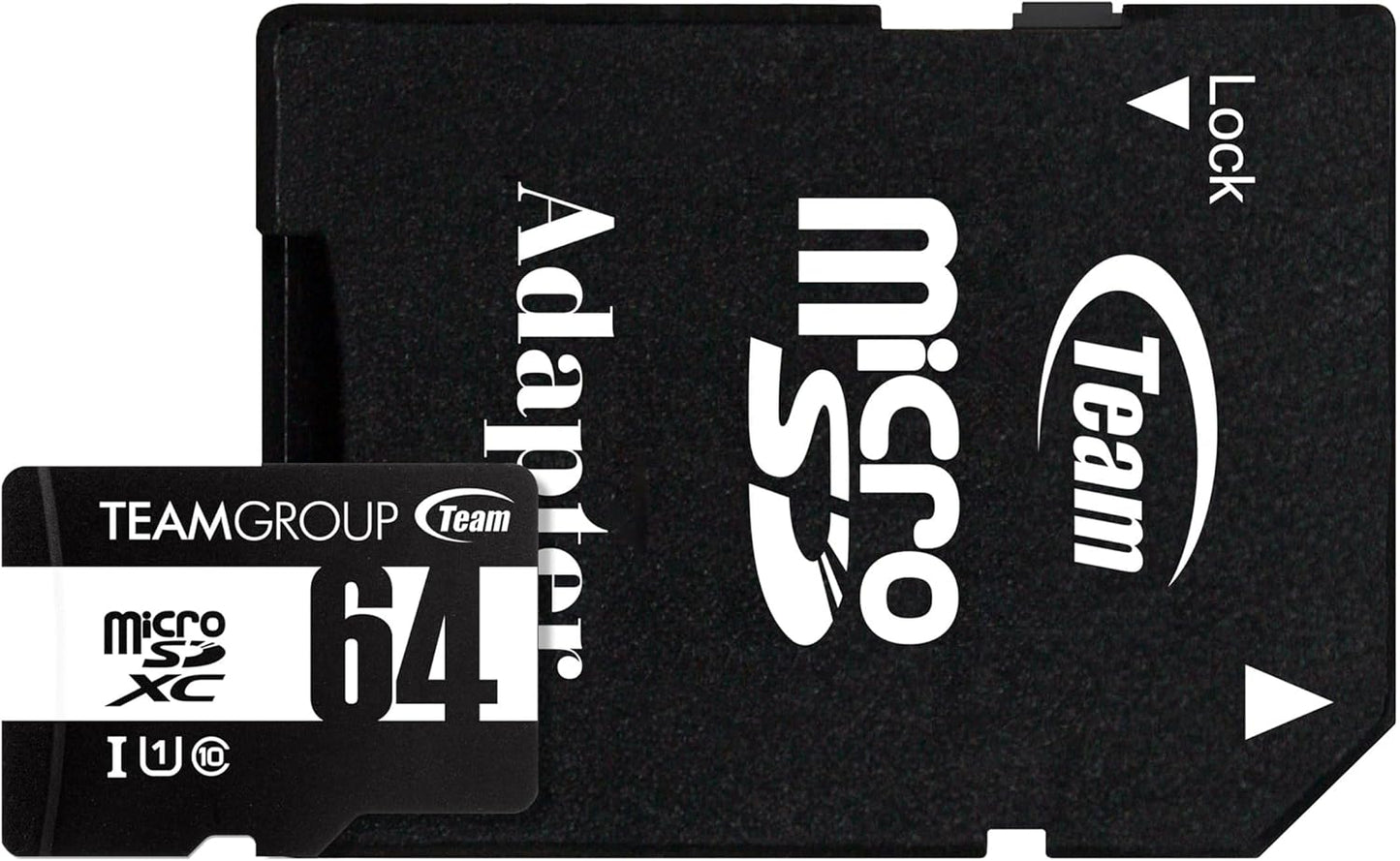 TEAMGROUP Micro 64GB x 10 Pack UHS-I U1 Class 10 SDHC SDXC Read Speed up to 100MB/s High Speed Flash Meomry Card with Adapter for Camera, Surveillance, Full HD Shooting TUSDX64GCL10U66