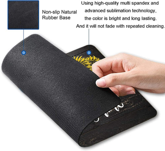 Sunflower 'You Are My Sunshine' Black Wood Gaming Mouse Mat - Square Waterproof Non-Slip Rubber Base Office Laptop Mouse Pad