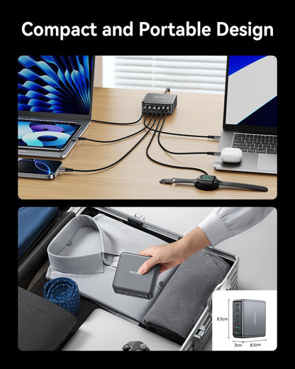 270W USB C Charger Block, Rocoren 6 Port Multi USB-C Charging Station,100W PD Fast USBC Gan Charger Station Hub Dock for Multiple Devices, Laptop Type C for MacBook/iPhone 16/iPad/Galaxy S25