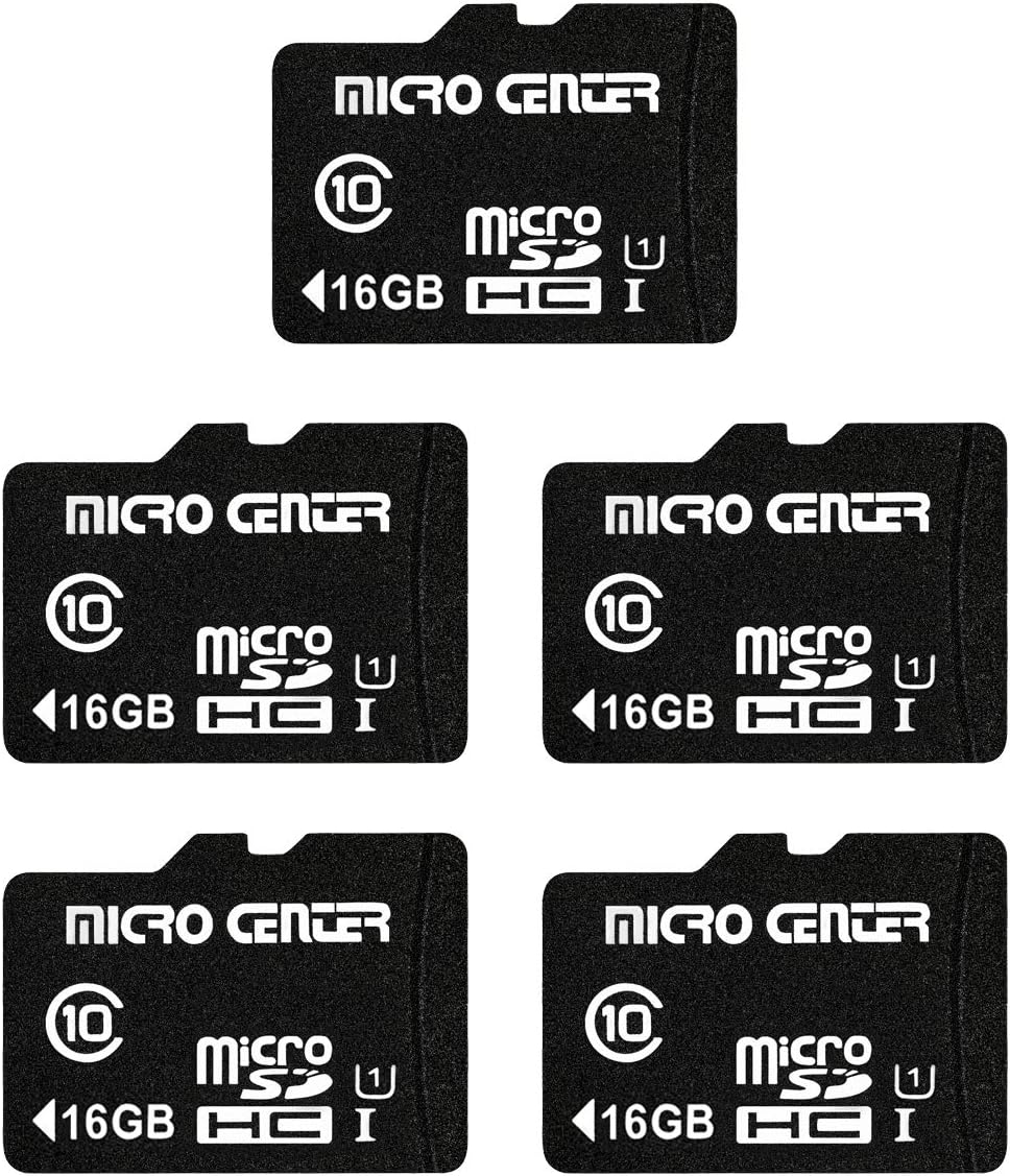 Micro Center 16GB Class 10 Micro SDHC Flash Memory Card with Adapter for Mobile Device Storage Phone, Tablet, Drone & Full HD Video Recording - 80MB/s UHS-I, C10, U1 (5 Pack)