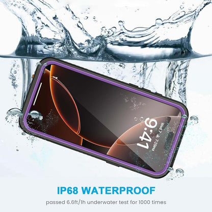 Lanhiem for iPhone 16 Pro Max Case, IP68 Waterproof Dustproof Shockproof Cases with Built-in Screen Protector, Full Body Heavy Duty Rugged Phone Cover for iPhone 16 Pro Max - 6.9 inch (Purple)