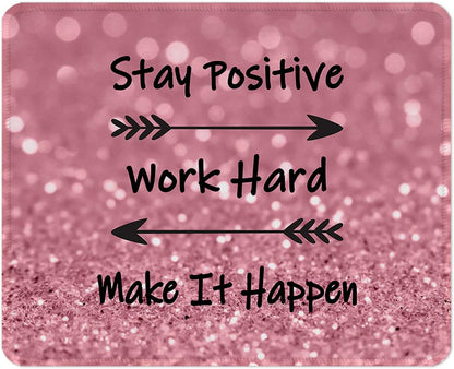 ITNRSIIET Mouse Pad with Stitched Edge Premium Textured Smooth Precise Operation Waterproof Washable Non-Slip Rubber Base Desktop Protection Mat, 10.2×8.3×0.12 inches, Pretty Inspirational Quotes