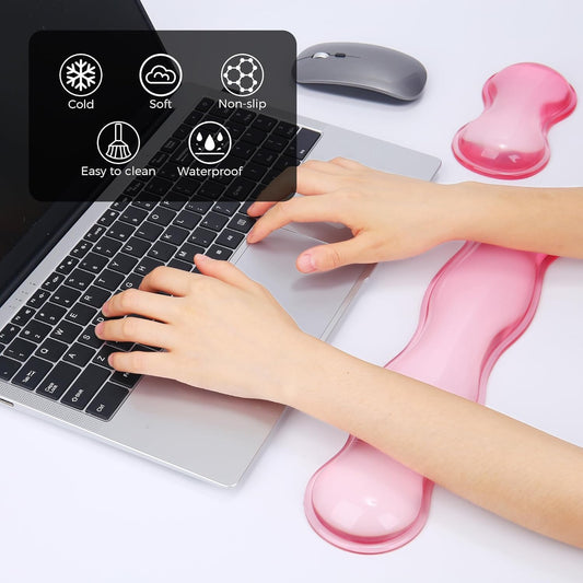 Gel Wrist Rest for Keyboard and Mouse, Wrist Rest for Keyboard, Mouse Wrist Support, Pain Relief, Cool Touch, Non-Skid, Mouse Wrist pad