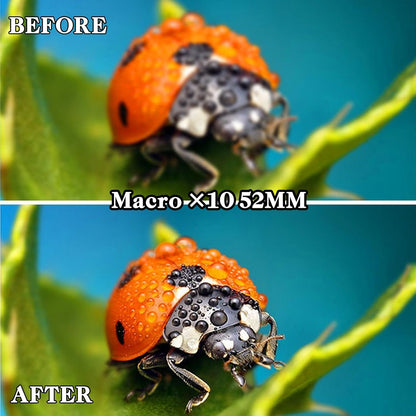 10 in 1 Cell Phone Camera Lens Kit, 52MM Clip-On CPL Phone Camera Lens Filter Kit Including 10x Macro, CPL Polarizer, 7 Colour Filters Compatible with iPhone and Other Phones