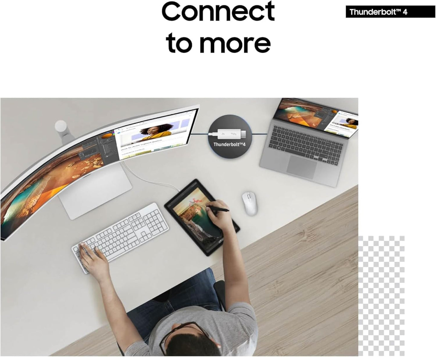 Samsung 34” ViewFinity (S65TC) Series Ultra-WQHD 1000R Curved Computer Monitor, HDR10, 100Hz, AMD FreeSync, Thunderbolt 4, Height Adjustable Stand, Built-in Speakers, Eye Care, LS34C650TANXGO, 2024