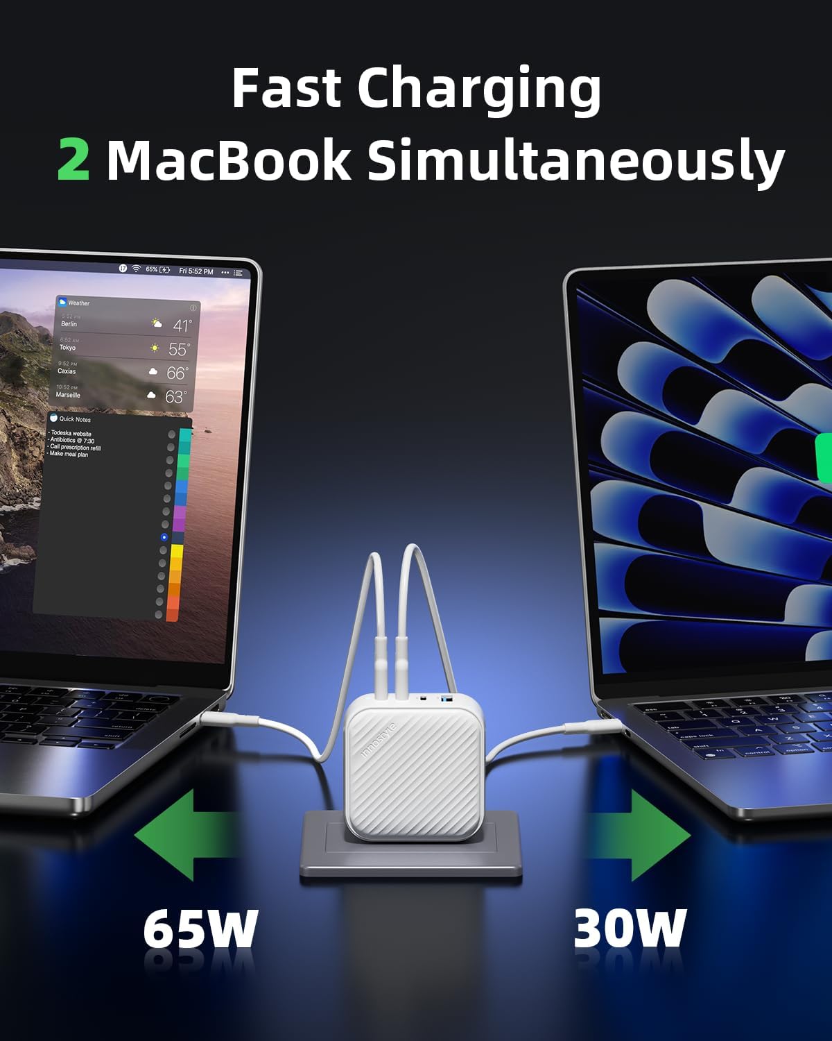 100W USB C Charger 4 Port GaN Wall Charger Block Compact Power Adapter with Folable Plugs for MacBook Air/Pro, Laptop, Tablet, iPad, iPhone, Samsung Galaxy, Apple Watch and More