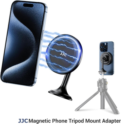 Magnetic Phone Tripod Mount Adapter with Arca Base&1/4" Screw Hole Compatible with MagSafe, 60° Tilt iPhone Tripod Holder for iPhone 17 16 15 14 13 12 Pro Max Plus, Selfie Stick Tripod Arca Ball Head