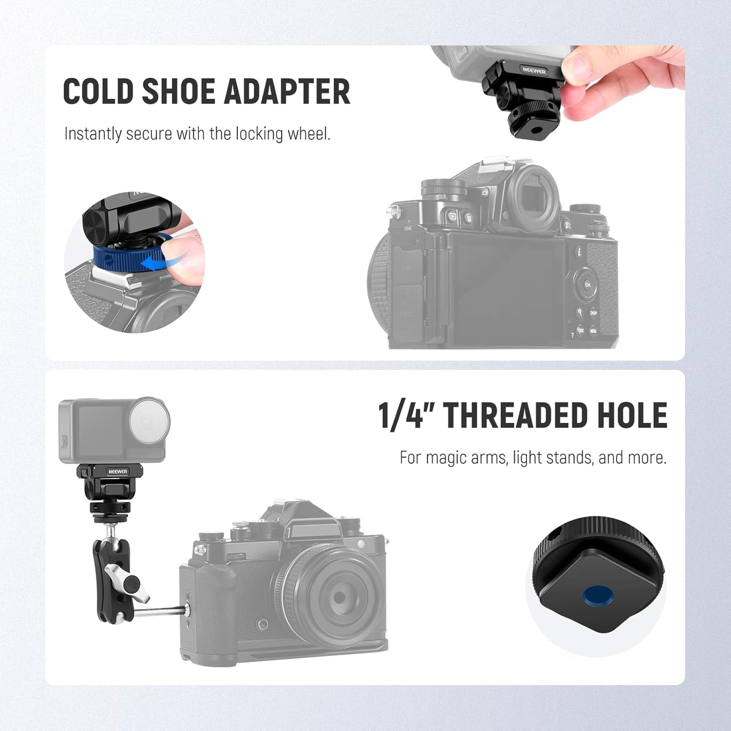 NEEWER Magnetic Mount Adapter Compatible with DJI Osmo Action 5 Pro/4/3, Upgraded Metal Quick Release Action Camera Mount Vlogging Accessories