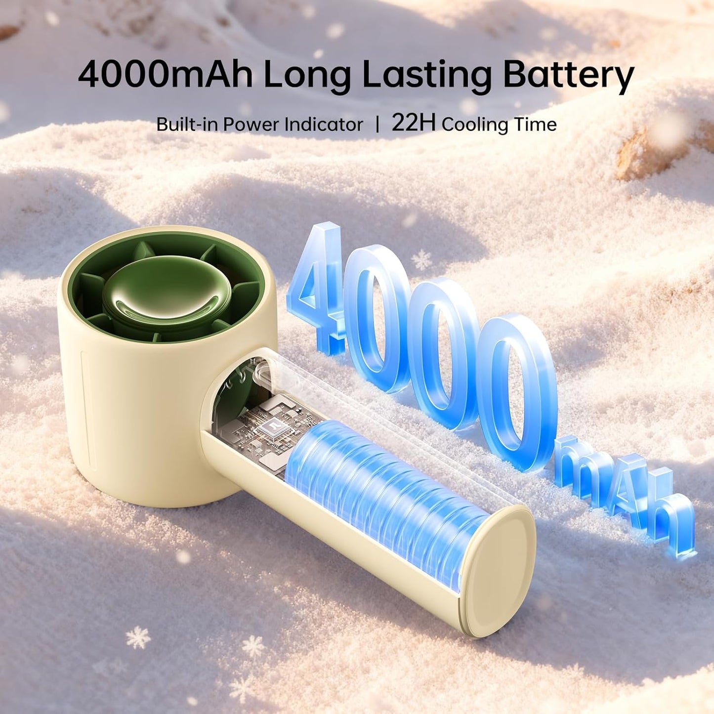 JISULIFE Portable Handheld Fan, 4000mAh Mini Rechargeable Fan, 5 Speeds & Up to 22H Cooling. Ideal for travel, camping, beach, and makeup. Gift for Women, Men, Bridesmaids, Birthday (Beige)