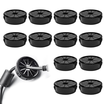 12 Pcs Cable Grommet, Snap Bushing 1-3/16" (30 mm) Mounting Diameter, Flexible Petal-Shaped Buckle Round Nylon Desk Grommet for Wires Through Countertop Cord Organizer and Protection, Black