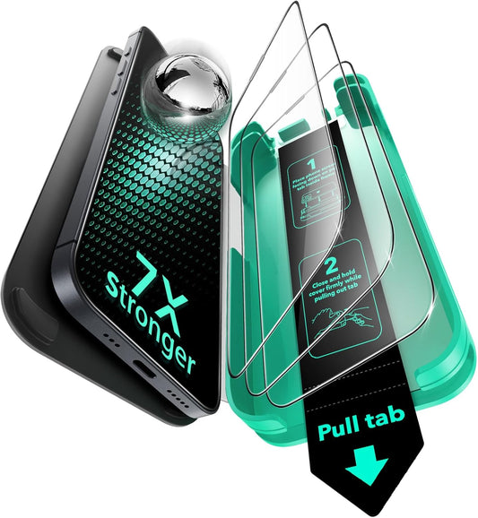 ESR 3 Pack 9H+ Glass for iPhone 14 Pro Max Screen Protector, [Military Grade Shatterproof & Longest Durable] Armorite Ultra-tough Full Coverage Tempered Glass with UltraFit Tray