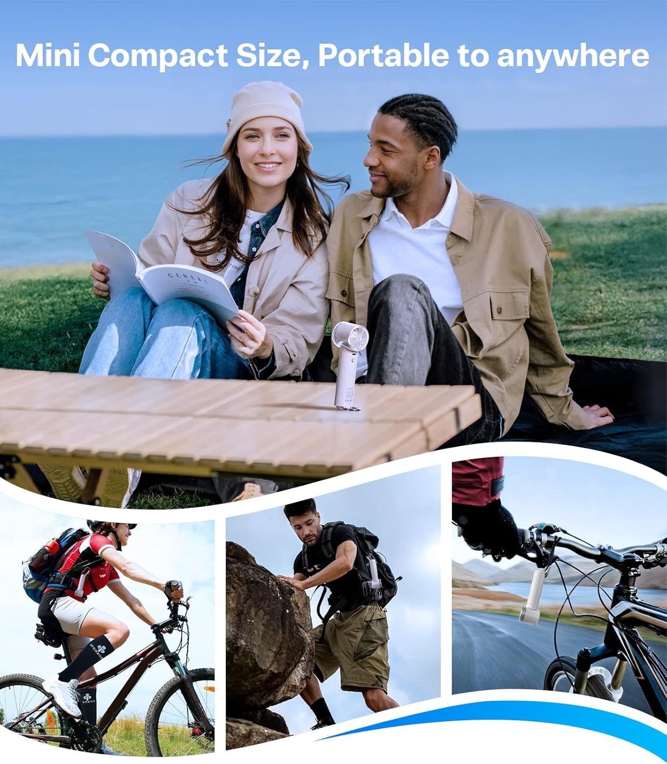 TORRAS COOLiFY iva Handheld Fan with Ice Cooler, 0-100 Adjustable Speed, Super Mini Powerful Portable Fan 5000mAh Rechargeable, Hand Fans for Travel Essentials, Outdoor, Gifts for Dad Women, Charcoal