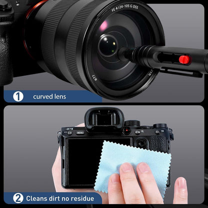 Camera Lens Cleaning Kit - Mirrorless and DSLR Camera Cleaning Kit for Canon, Sony, Nikon, Including Lens Paper/Blower, Cleaning Solution, Cotton swabs, dust Free Cloth, Lens Pen, Cleaning Brush