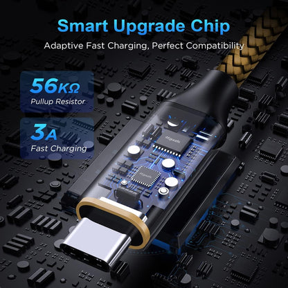 etguuds 6ft USB A to USB C Cable 3A Fast Charging, 2-Pack USB A to USB Type C Charger Cord for iPhone 16 15 Pro/Pro Max/Plus, for Samsung Galaxy S24 S23 S22 S21 S20 S10 A55 A54 Flip Note, Moto, Gold