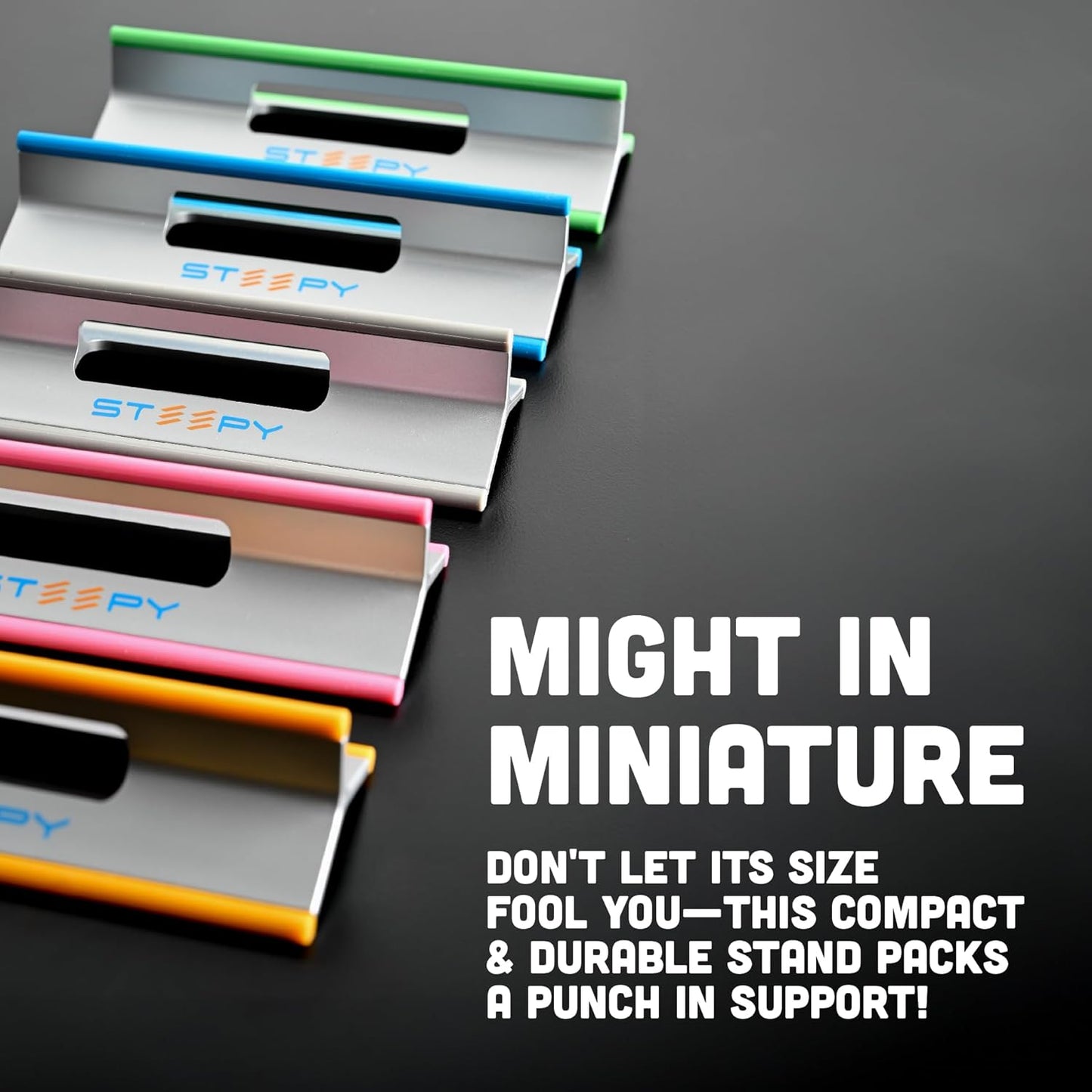 Steepy Portable Laptop Stand for Desk – Adjustable Height, & Portable Laptop Holder – Ergonomic Computer Stand for Cooling & Comfort – Slip-Proof, Sturdy Design – Universal Fit for 13-17 Inch Devices