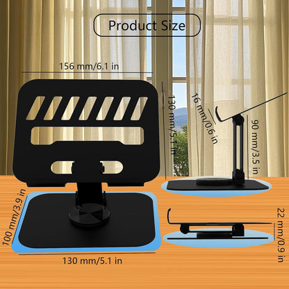 Larger Metal Tablet Stand, Adjustable 360° Rotation Tablet Holder Compatible with 4-16" Tablet Such as iPad Pro, iPad Air, iPad Mini, Tab S10 Ultra, Black
