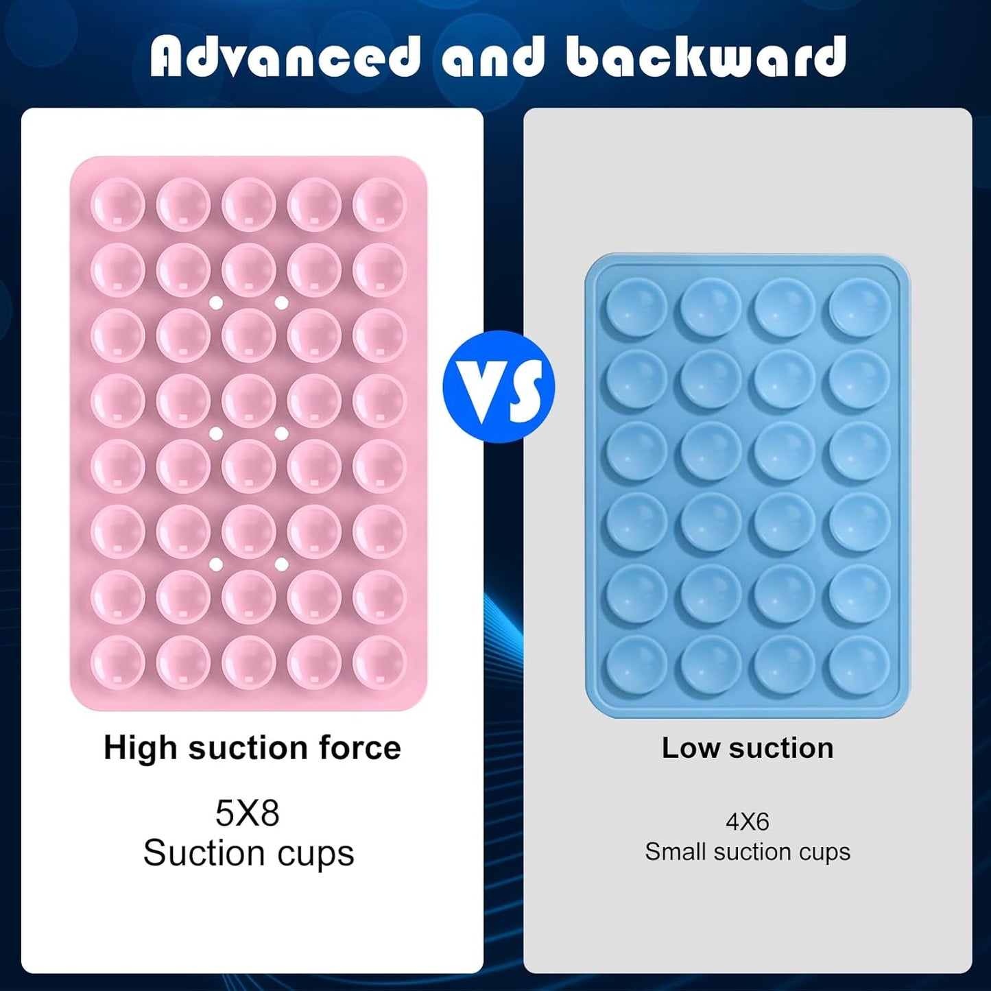 2PACK Silicone Double Sided Suction Phone Case Mount, Detachable Hands Free & Strong Grip Holder for Selfies & Videos, Compatible iPhone Android (Light Pink, 2Pack 40 Suction Cups)