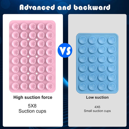 2PACK Silicone Double Sided Suction Phone Case Mount, Detachable Hands Free & Strong Grip Holder for Selfies & Videos, Compatible iPhone Android (Light Pink, 2Pack 40 Suction Cups)