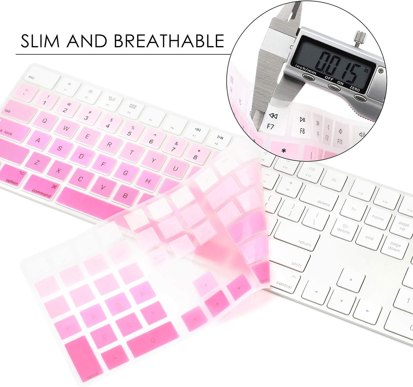 Allinside Ombre Pink Cover for Apple iMac Magic Wireless Keyboard with Numeric Keypad MQ052LL/A A1843 US Layout