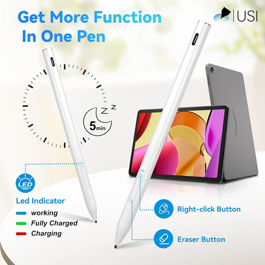 USI 2.0 Stylus Pen for Chromebooks with Fast Charging, Palm Rejection Stylus Pen for Chromebooks Acer Spin,ASUS Flip,Lenovo Duet/IdeaPad/Flex,Amazon Fire Max 11/Fire HD 10, Google Pixel, White