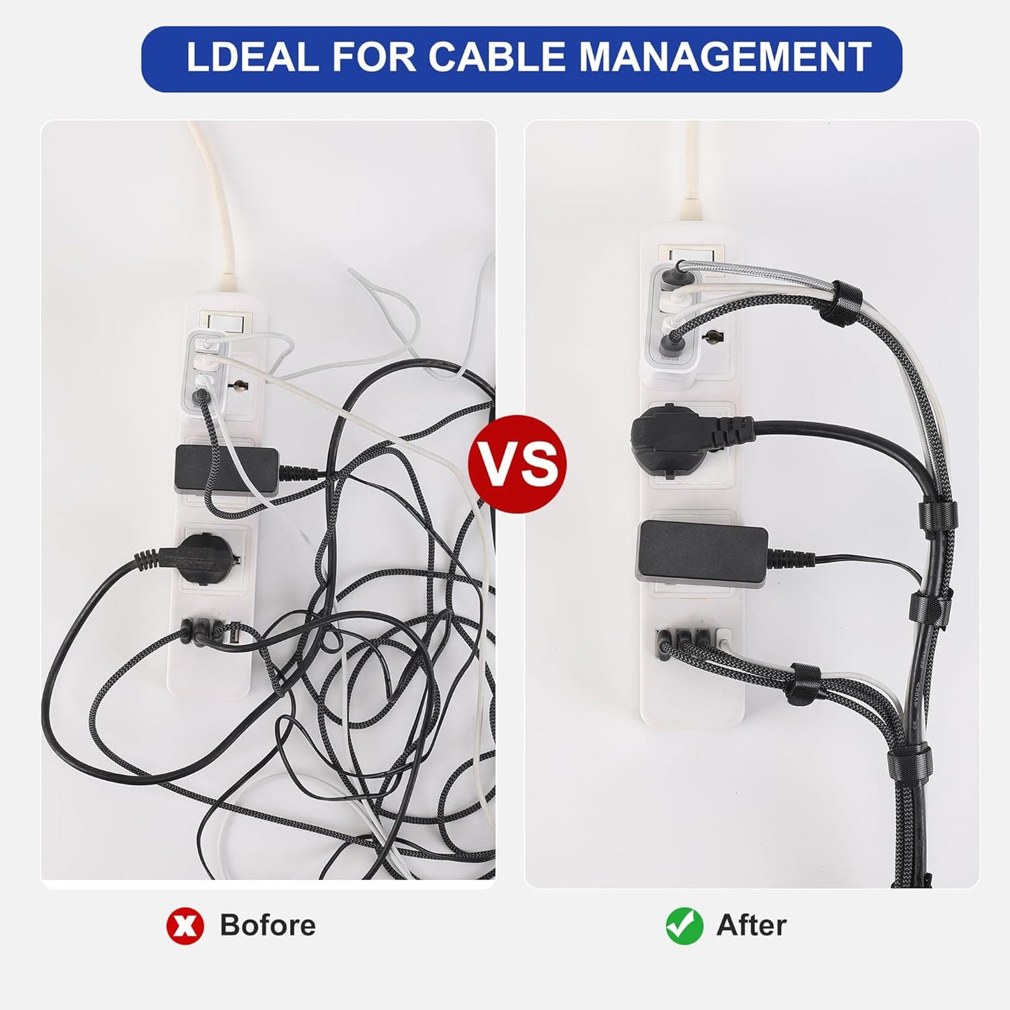 Reusable Cable Ties, 210 PCS 6 Inches Adjustable Cord Straps Wire Organizer Cord Wrap and Hook Loop Cable Management