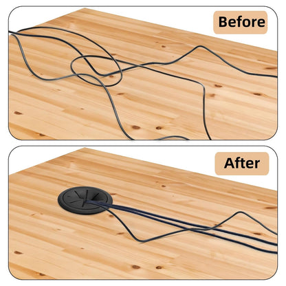 20 Pack Desk Grommets, 2 Inch Desk Cable Hole Cover with Built-in Hole Saw, Wire Cord Cable Grommet for Home Office, Black