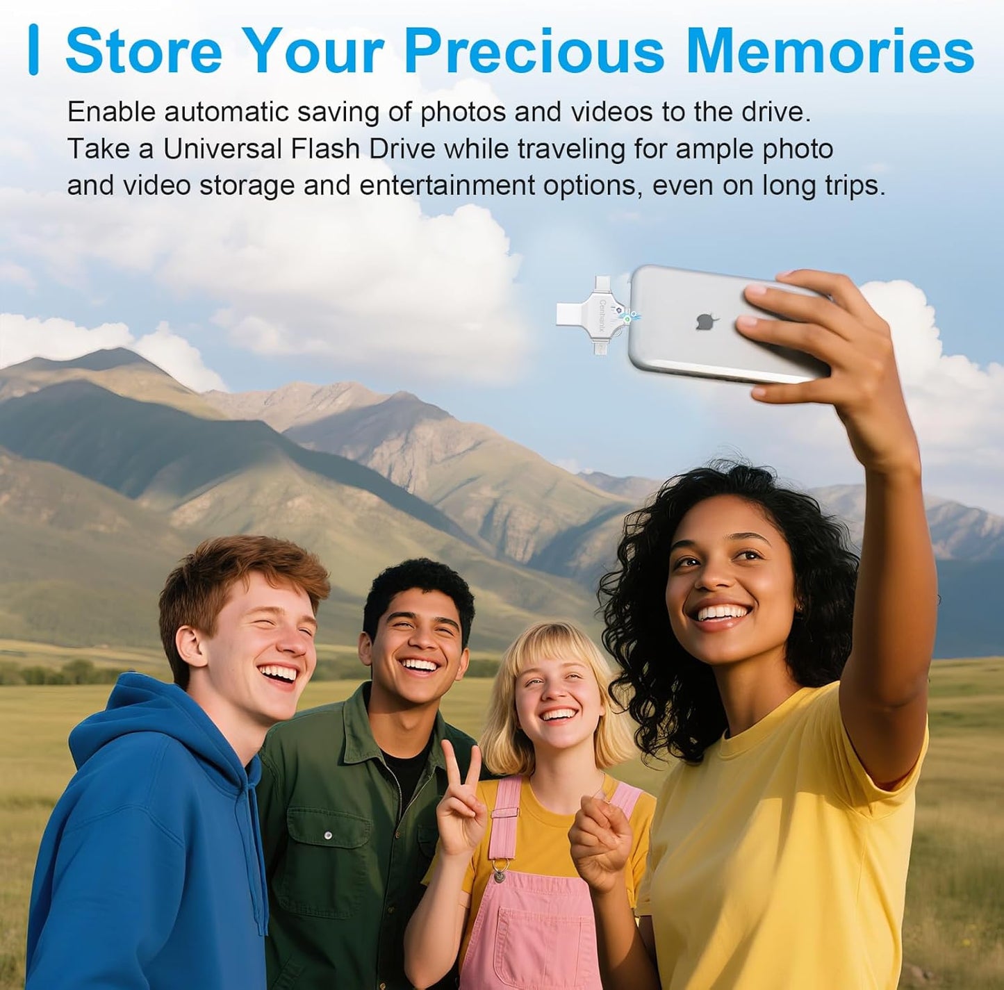 Photo Stick USB Flash Drive128GB Memory Stick Omni USB 3.0 High Speed Thumb Drives Portable Mini Storage Device External Storage for Smartphone/Laptop/PC/Android