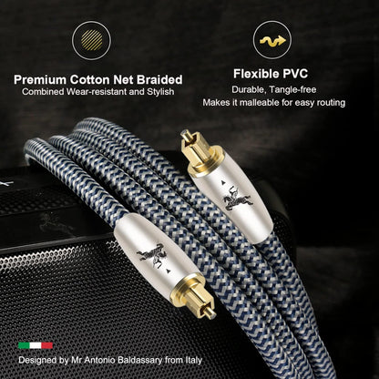 Digital Fiber Optic Audio Cable for Sound Bar Toslink Cord Male to Male 24K Gold Plated Connector Optical Audio Cable 6ft 10ft S/PDIF Glass Core, 4.9feet/1.5M IMP-2201