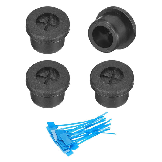 uxcell 4Pcs Cable Cord Grommet, 1/2"(12mm) Rubber Desk Grommets Wire Pass Through Hole Cover with Marked Cable Ties for Home Office Cable Wire Protection, Black