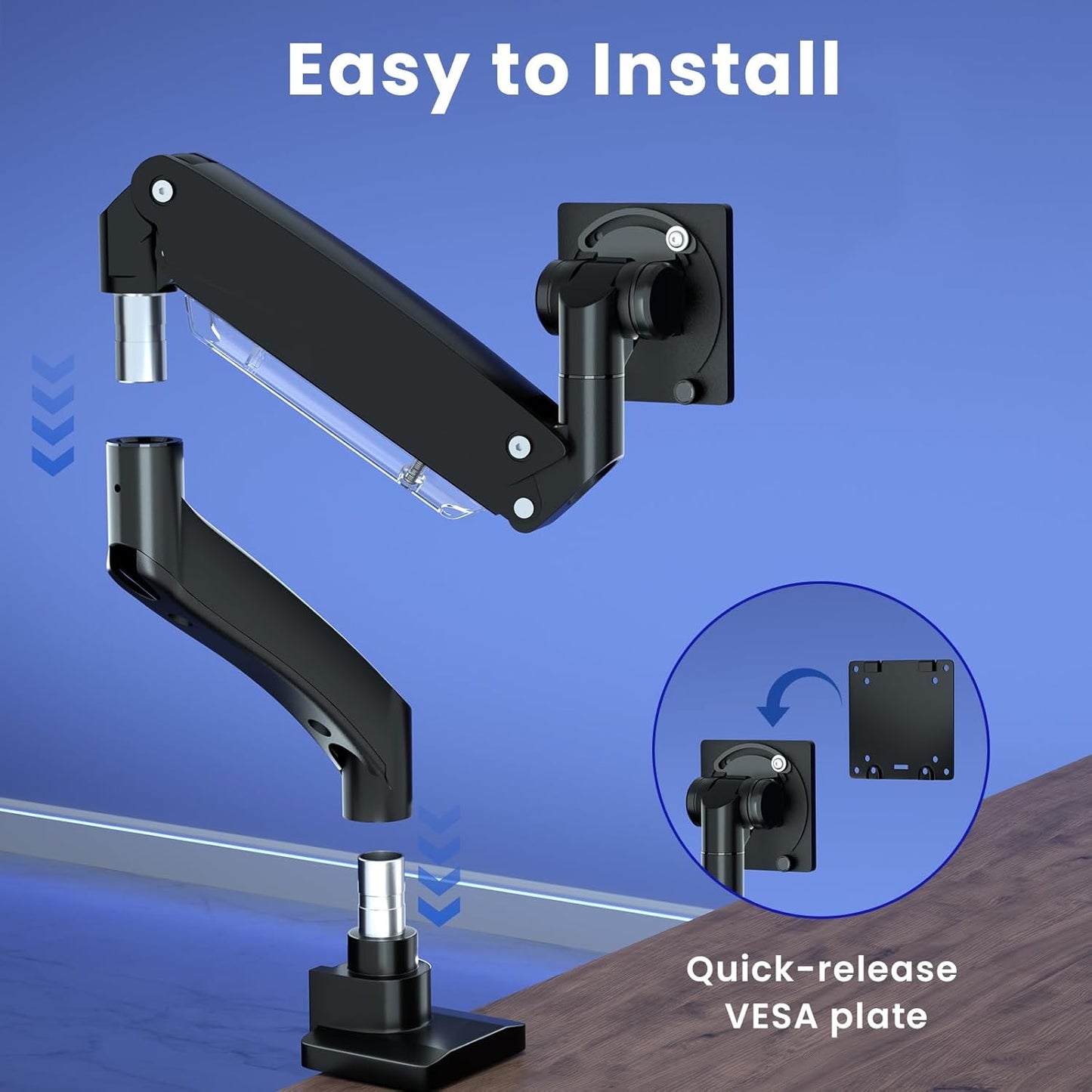 Ultrawide Monitor-Arm Heavy Duty 22-57‘’ - PUTORSEN Aluminum Single Monitor Mount Holds up to 59.4 lbs, Premium Adjustable Desk Mount Stand, VESA 75/100/200 mm, Black