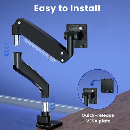 Ultrawide Monitor-Arm Heavy Duty 22-57‘’ - PUTORSEN Aluminum Single Monitor Mount Holds up to 59.4 lbs, Premium Adjustable Desk Mount Stand, VESA 75/100/200 mm, Black