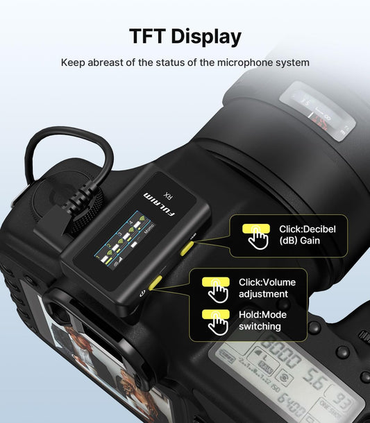 FULAIM X6 Wireless Lavalier Microphones with 4 Transmitter for iPhone, iPad, Android, Camera, Lapel Mic with 48KHz 24Bit, Noise Cancellation for Video Recording, Vlog, YouTube, TikTok