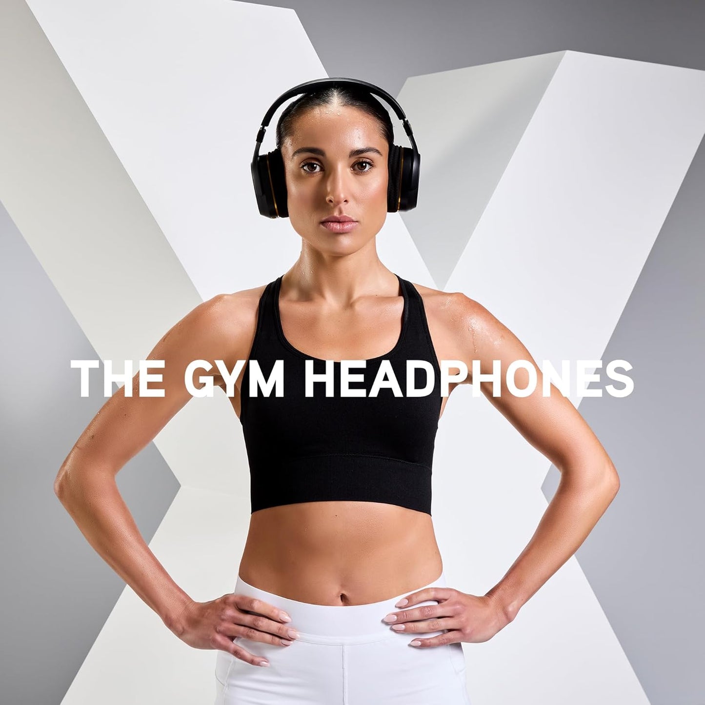 BlueAnt Pump X - The Gym Headphones | White/Gold | Sports Headphones | Cushioned & Cooling Ear Pads | (ANC) Active Noise Cancelling/Advanced Transparency | Wireless | Up to 58hr Play Time