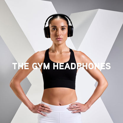 BlueAnt Pump X - The Gym Headphones | White/Gold | Sports Headphones | Cushioned & Cooling Ear Pads | (ANC) Active Noise Cancelling/Advanced Transparency | Wireless | Up to 58hr Play Time