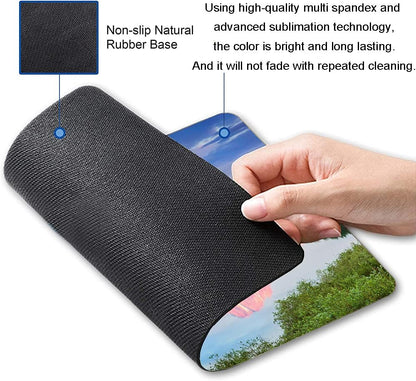 Snowy Mountains Lake Tree Mountains Mouse Pad, Landscape Mouse Pad Custom Design, Square Waterproof Mouse Pad Non-Slip Rubber Base MousePads for Office Laptop, 9.5 x7.9 x0.12 inch