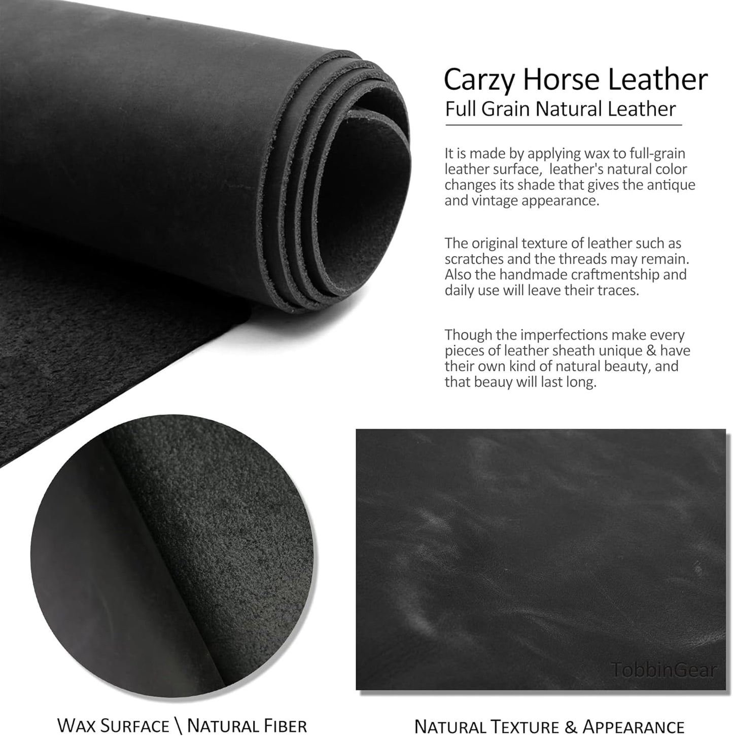 TobbinGear Leather Cell Phone Holster with Belt Clip, Universal Phone Holster for Men Belt Holder, Leather Case for iPhone, Samsung Galaxy Phones, Black, Large