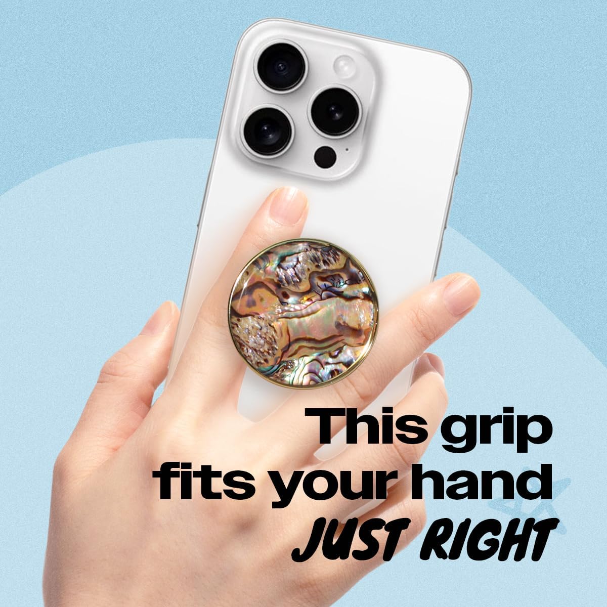 OnTheGrip Cute Natural Seashell Design Round Shape Collapsible Mobile Phone Grip Stand Holder for Smartphone Tablet Cell Phone Accessory (Leopard)