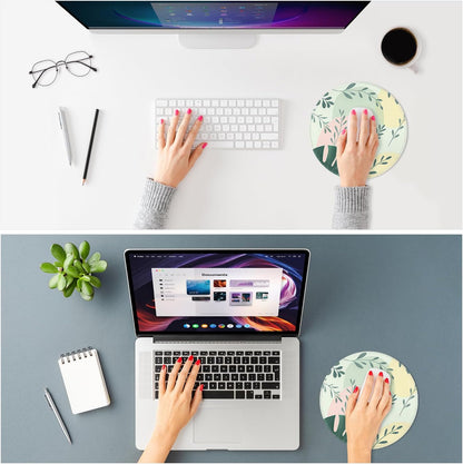 ITNRSIIET Mouse Pad Non-Slip Rubber Base Smooth Surface Stitched Edges Waterproof Durable Compatible with All Mice for Office & Gaming, Desk Accessory, Diameter 8.7 inch, PastelFoliage