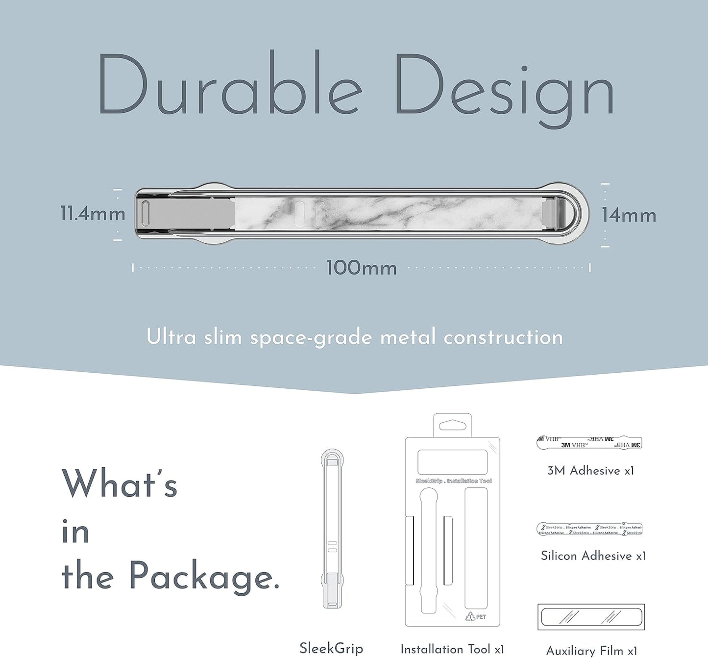 SleekGrip Premium: Swappable Phone Stand & Phone Grip - Ultra Thin Convertible Grip Holder Fits Most iPhone and Android Cases, Phone Strap Compatible with Wireless Chargers and Car Mounts